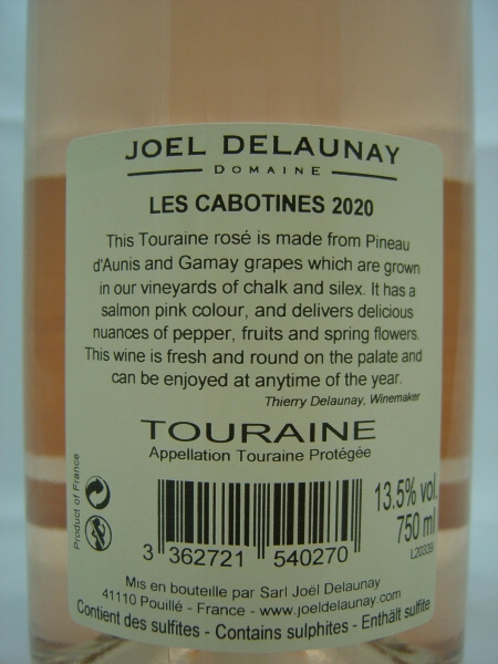 Domaine Joel Delaunay Les Cabotines 2020 Rosé, AP Touraine, Roséwein trocken, 0,75l